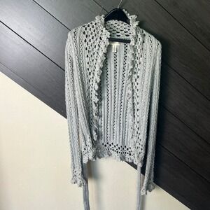 Abercrombie & Fitch Women's Open Knit Cardigan Medium Gray Boho Crochet BOHO